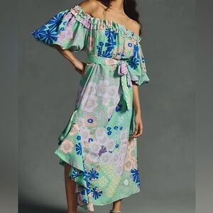 NWOT Anthropologie Oopscool Off-the-Shoulder Printed Floral Maxi Dress